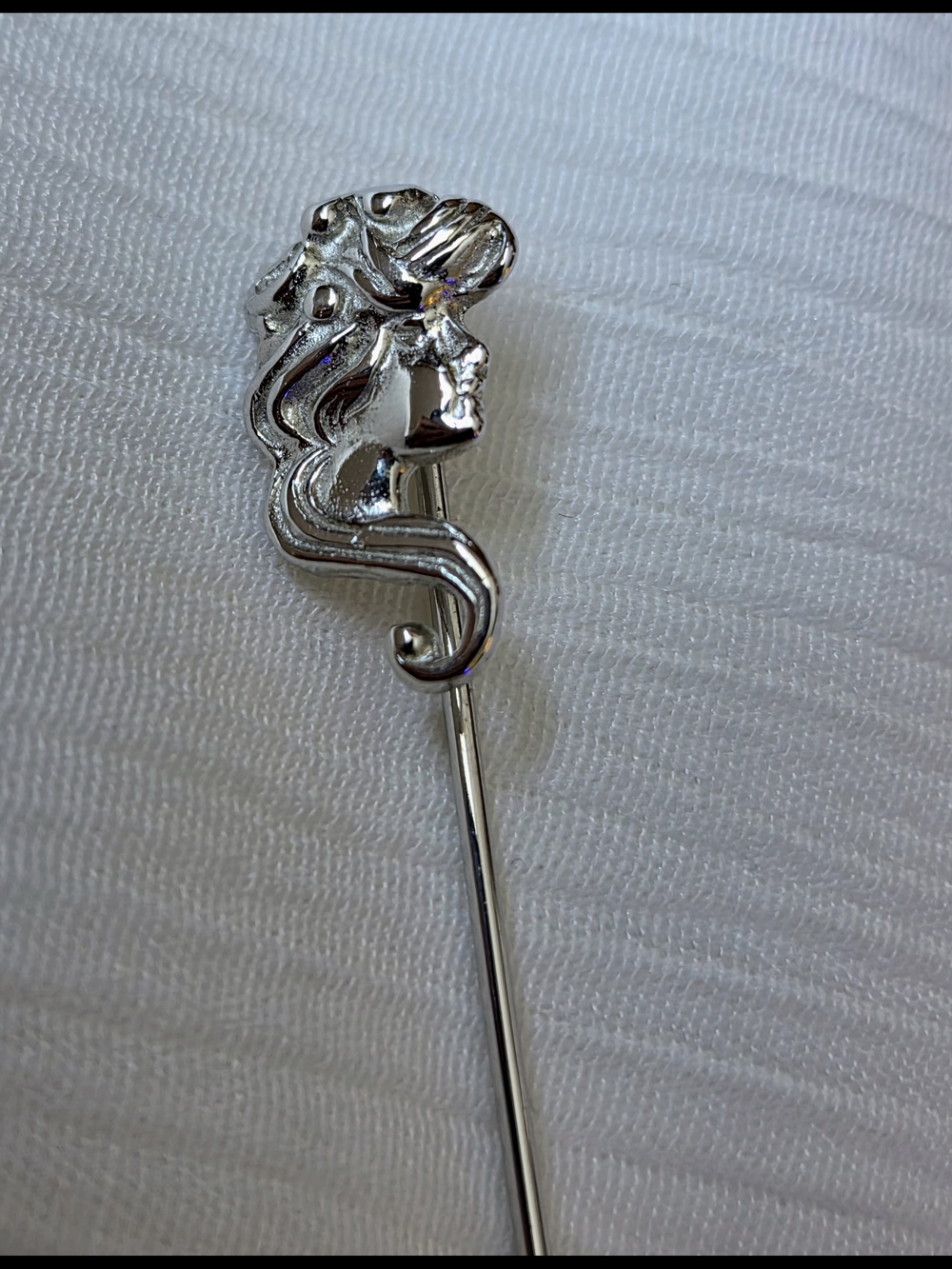 Vintage Sterling Silver Art Nouveau Revival Lady Profile Stick Pin 6cm Mint